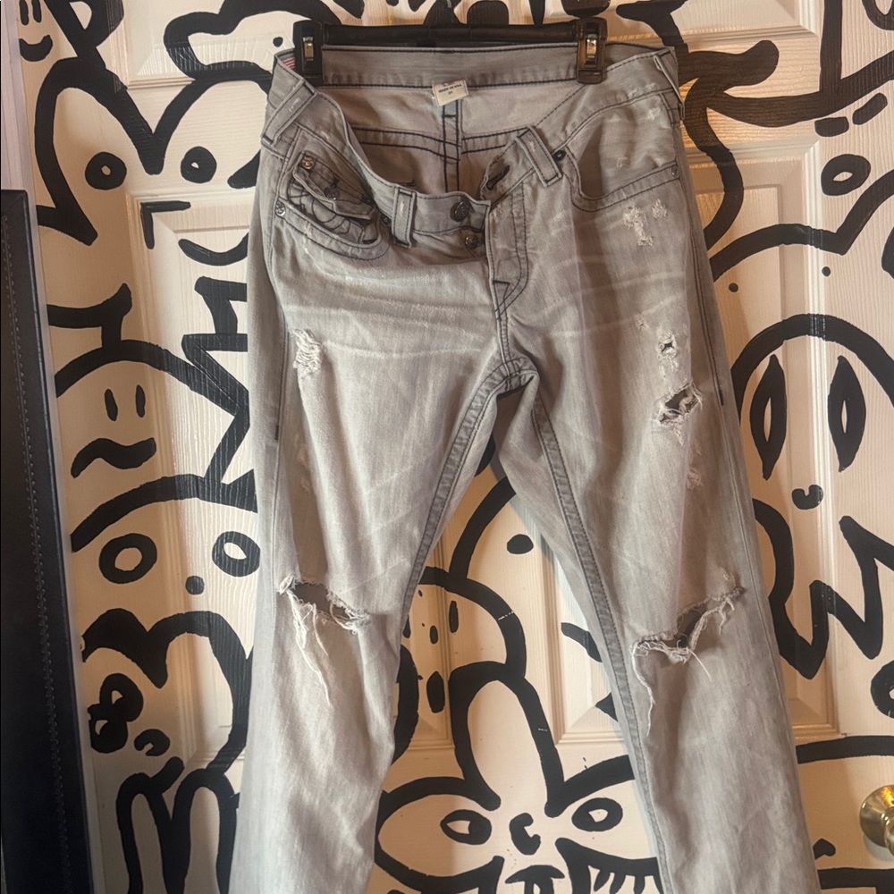 True Religion Light Gray Straight Jeans size 31 - Picture 3 of 4